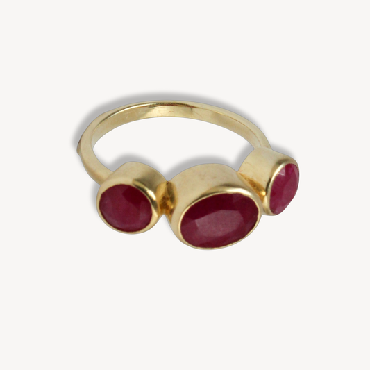 Ruby Quartz Triad Ring