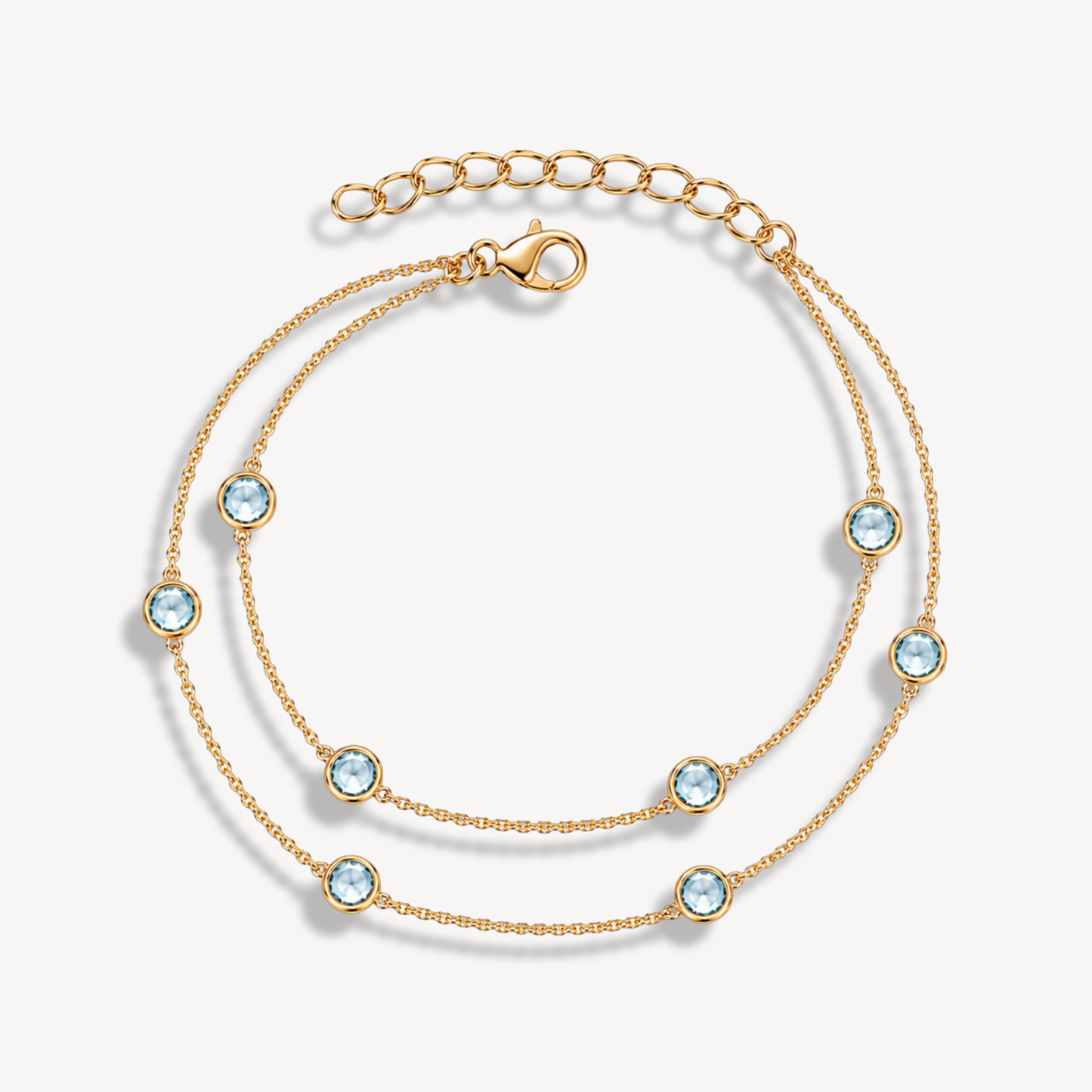 Sky Blue Topaz Double Dapple Round Bracelet