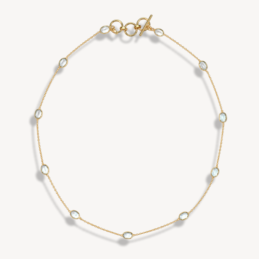 Sky Blue Topaz Dapple Oval Necklace