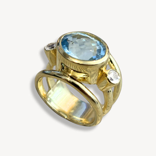 Sky Blue Topaz Empress Ring