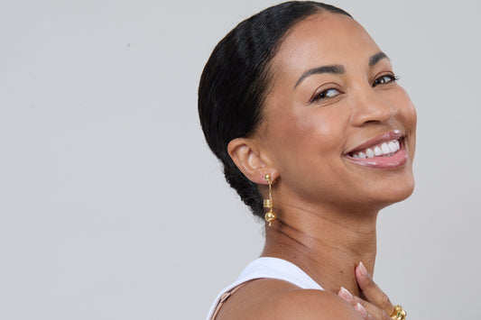 Gold Spiral & Ball Earrings