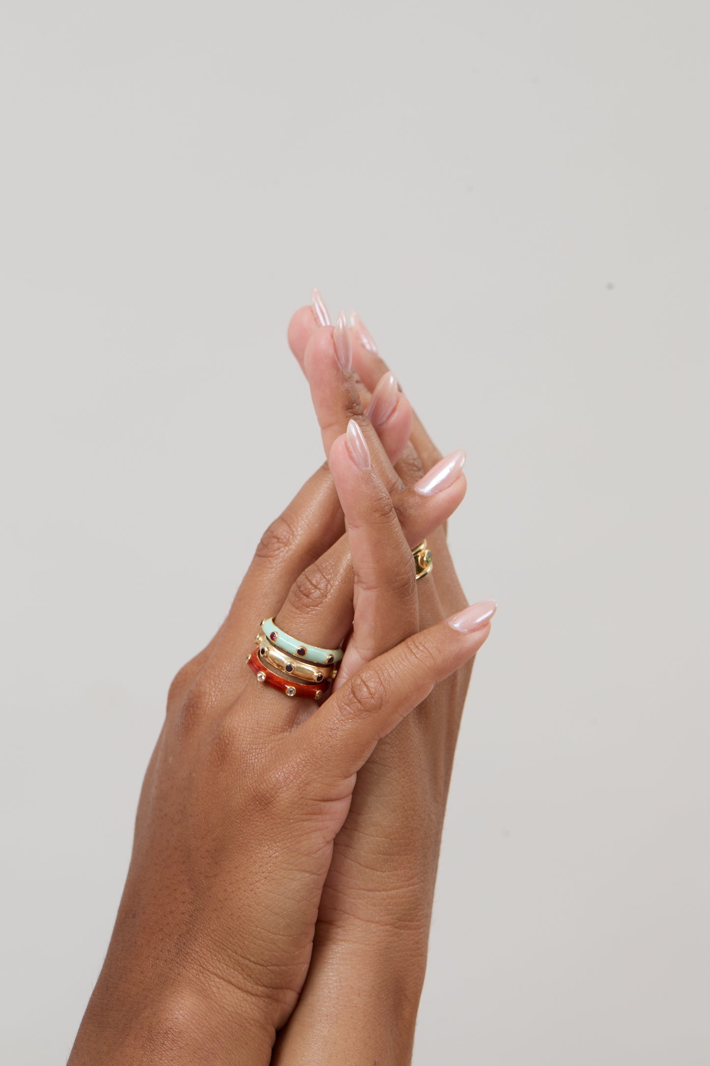 Apple Green Enamel Stacking Ring with White CZ