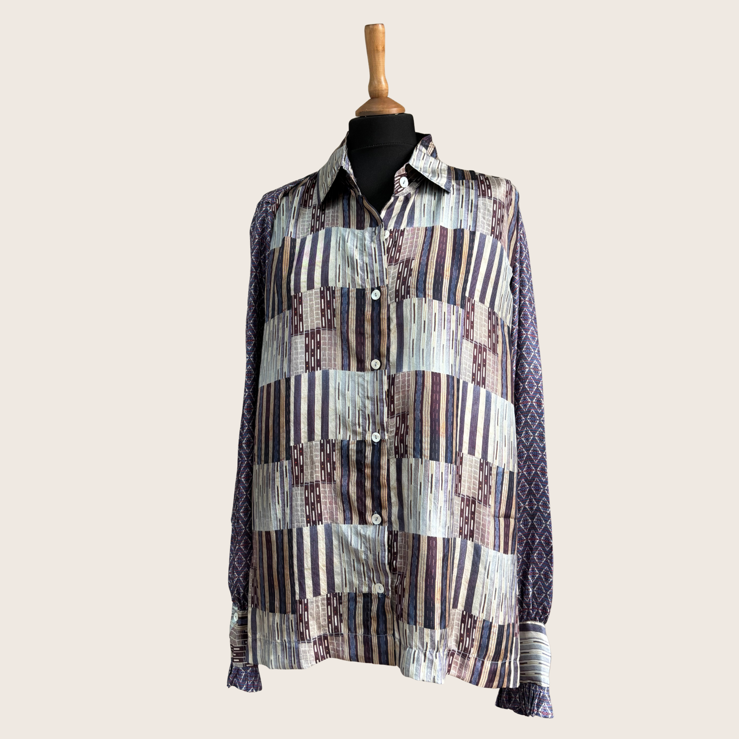 The Striped Grid Silk Shirt