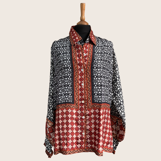 No. 21 The Russet Scroll Silk Shirt