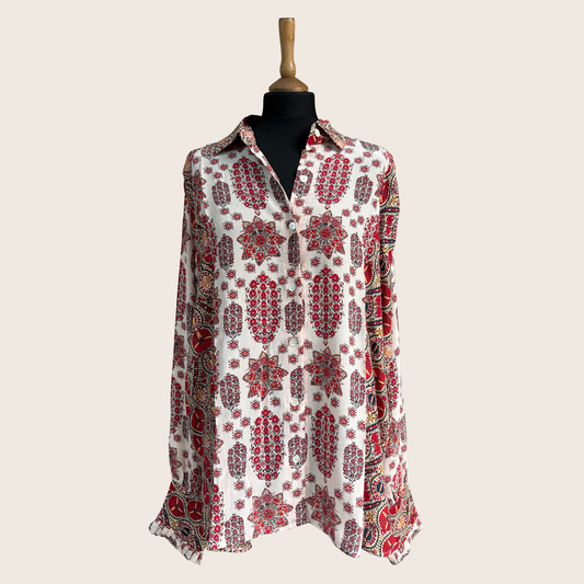 No. 28 The Crimson Medallion Silk Shirt