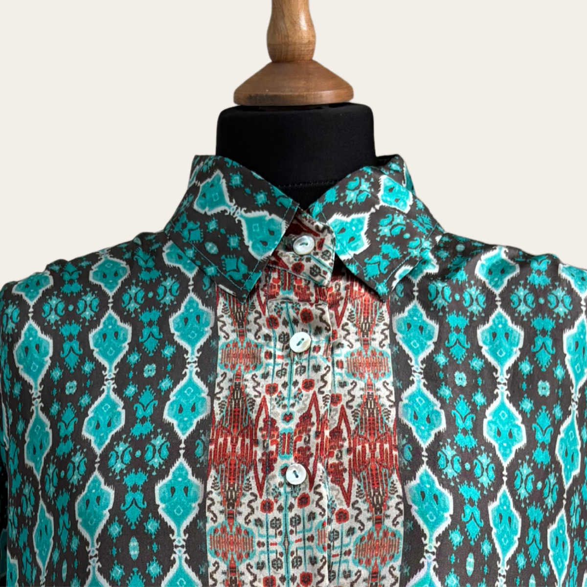 No. 34 The Turquoise Trellis Silk Shirt