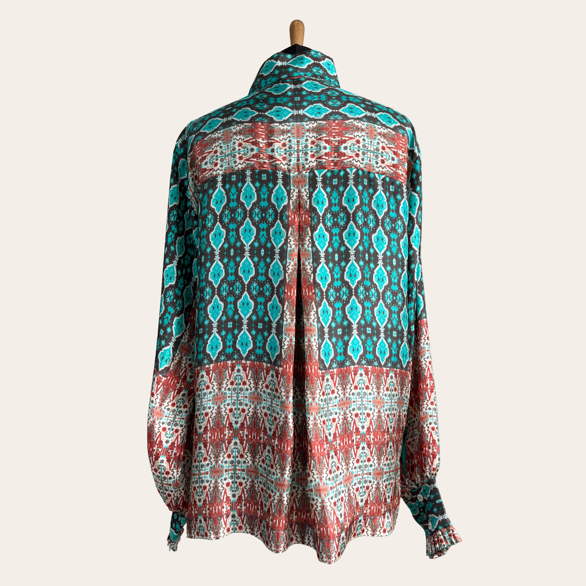 No. 34 The Turquoise Trellis Silk Shirt