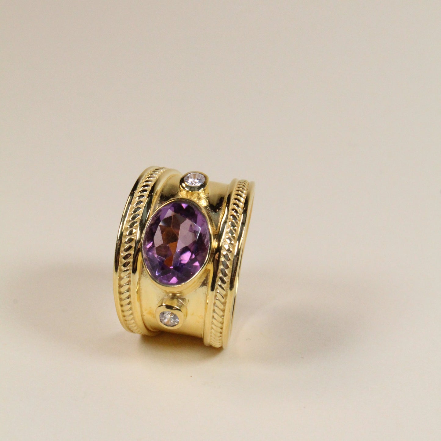 Purple Amethyst Solid Empress Ring