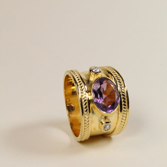 Purple Amethyst Solid Empress Ring