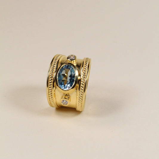 Blue Topaz Solid Empress Ring