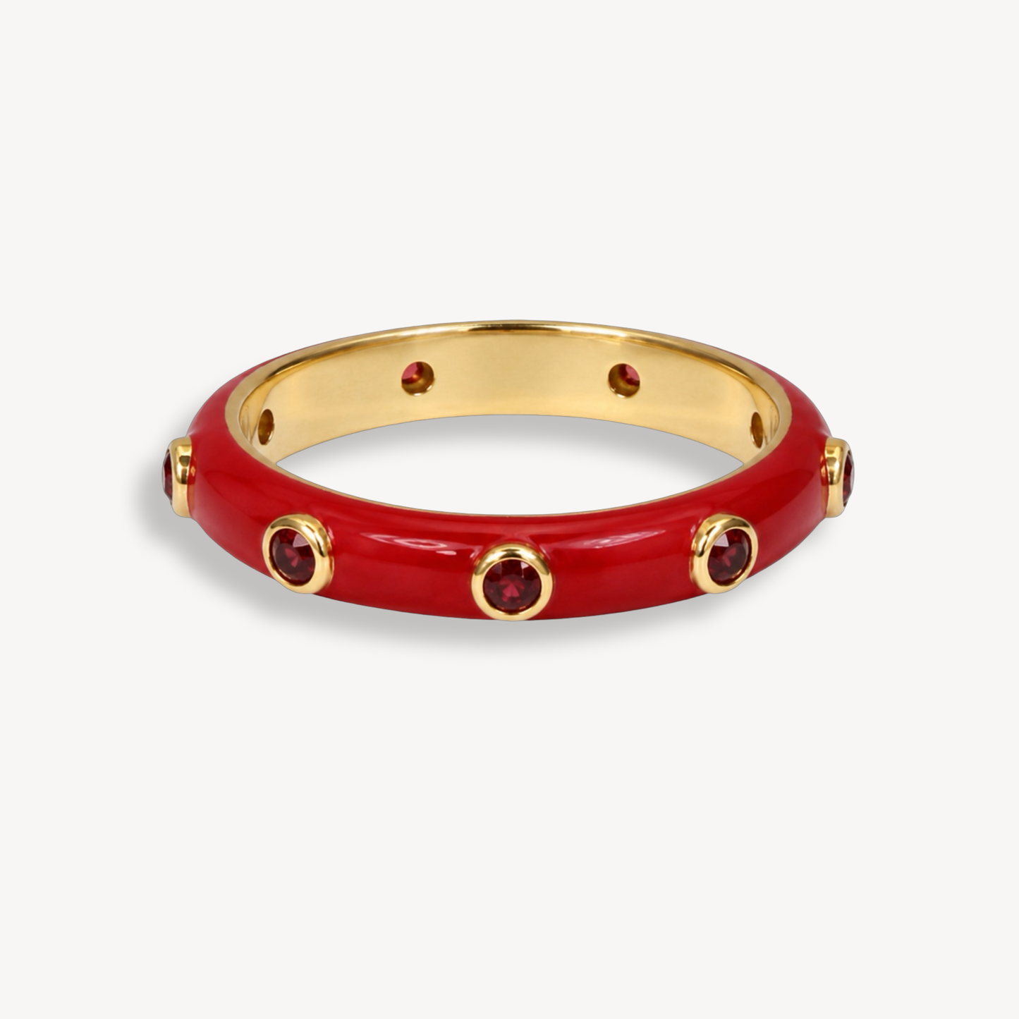 Strawberry Red Enamel Ring