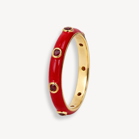 Strawberry Red Enamel Ring