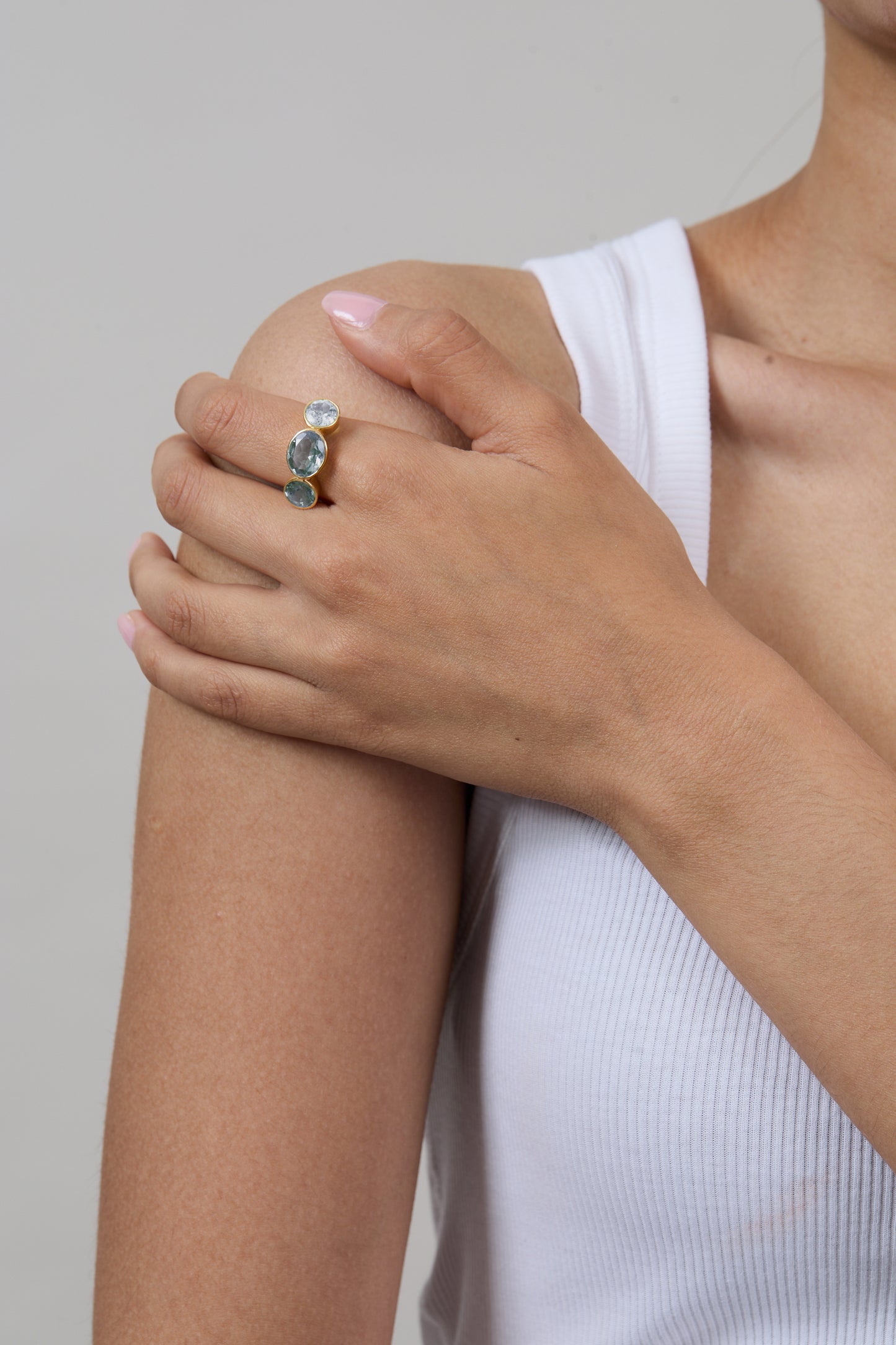 Blue Topaz Triad Ring