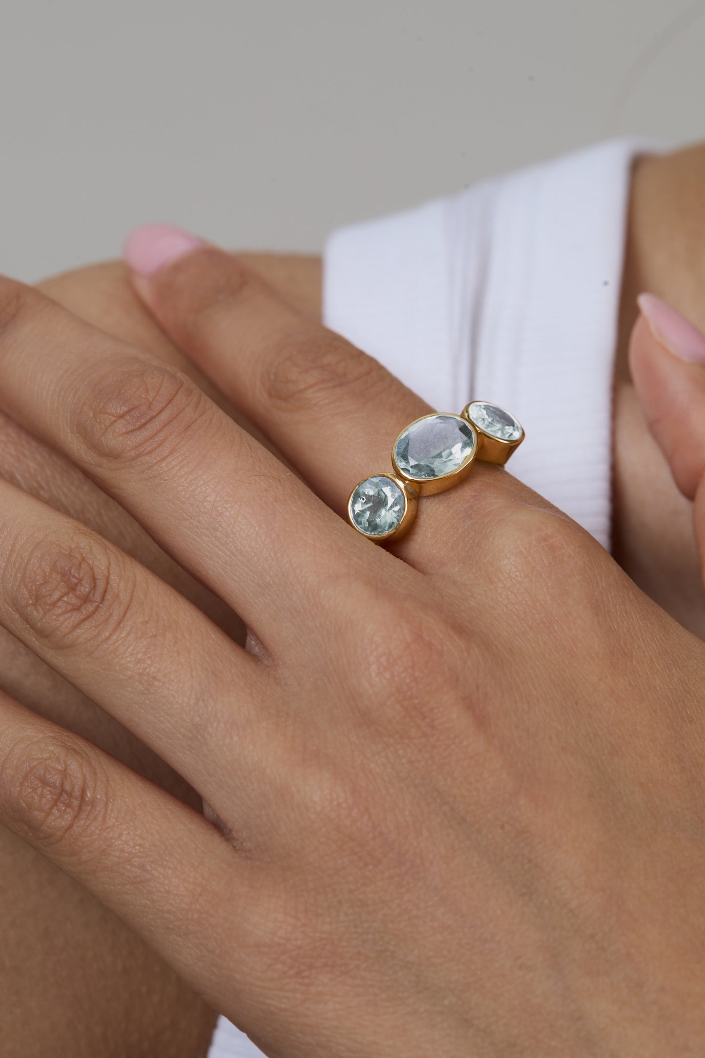 Blue Topaz Triad Ring