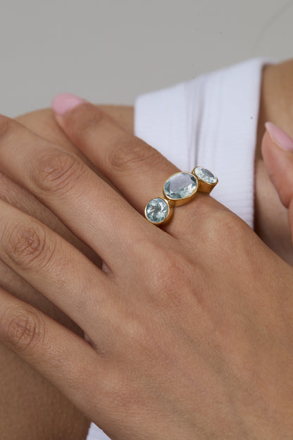 Blue Topaz Triad Ring