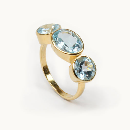 Blue Topaz Triad Ring