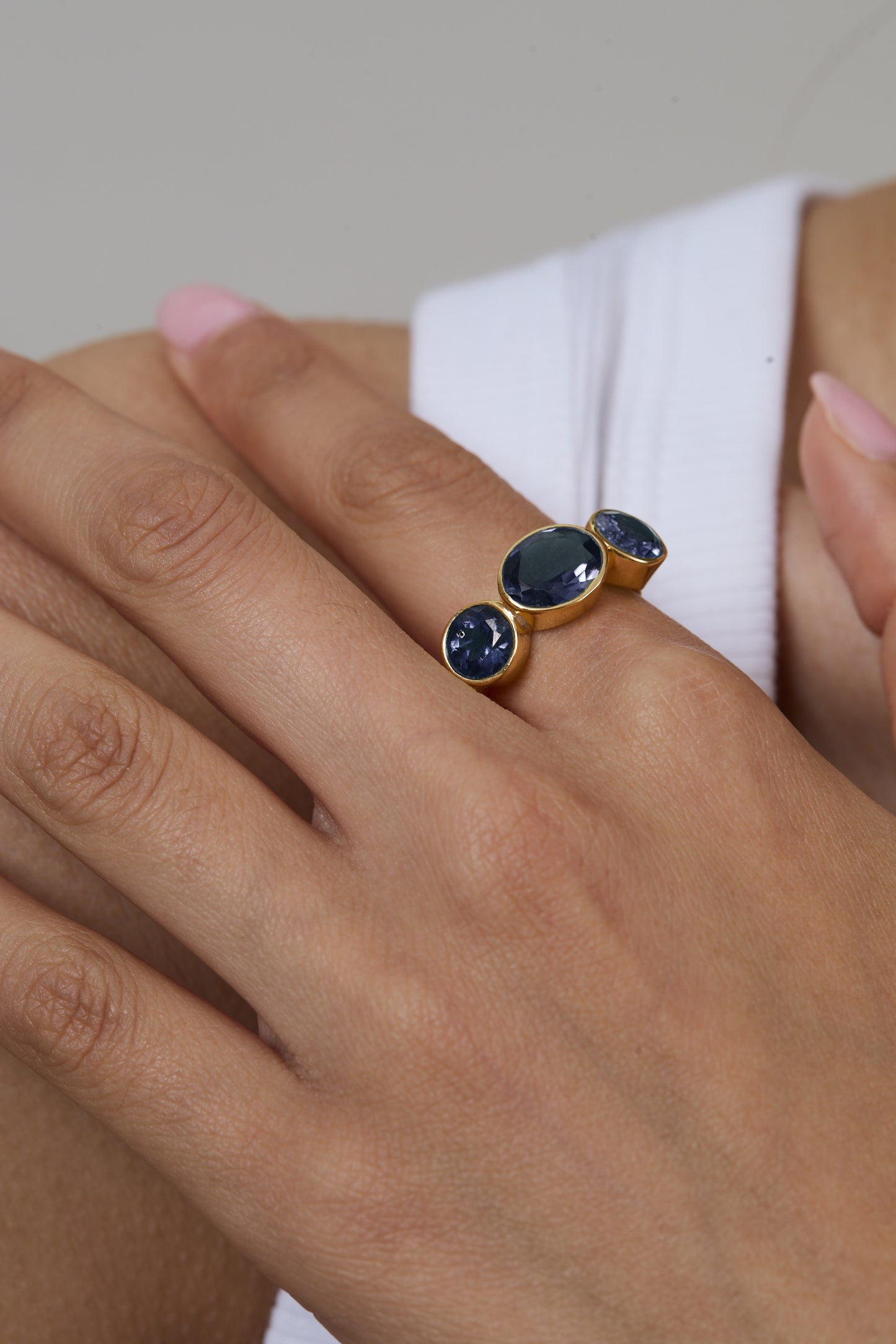 Blue Kyanite Triad Ring