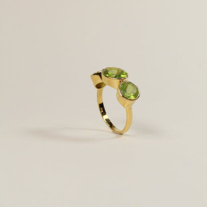 Green Peridot Triad Ring