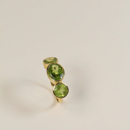 Green Peridot Triad Ring