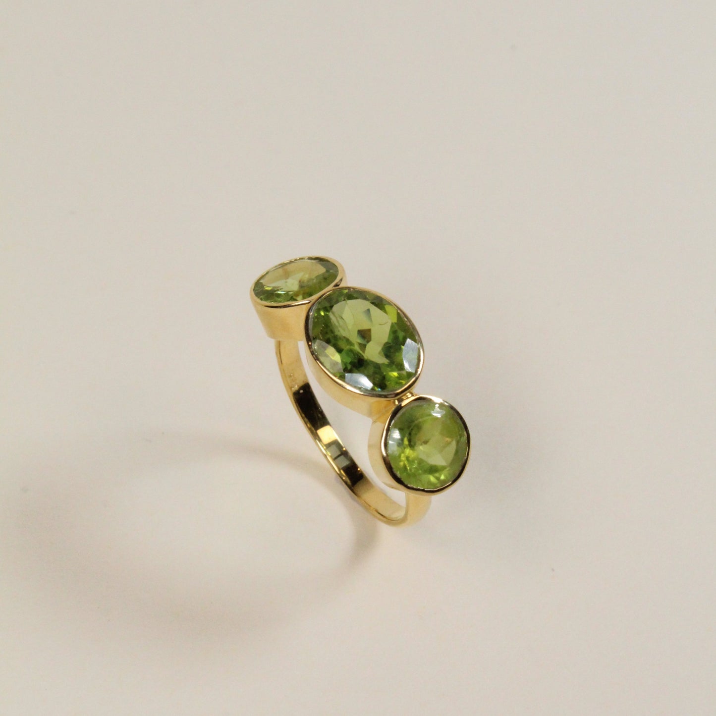 Green Peridot Triad Ring