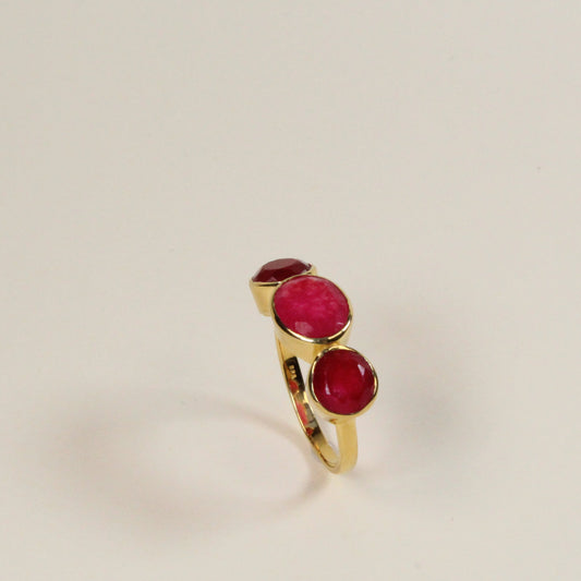 Red Ruby Triad Ring