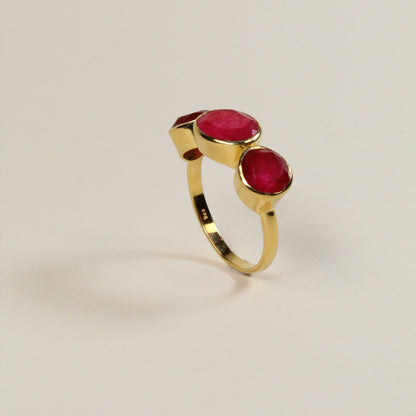 Ruby Quartz Triad Ring