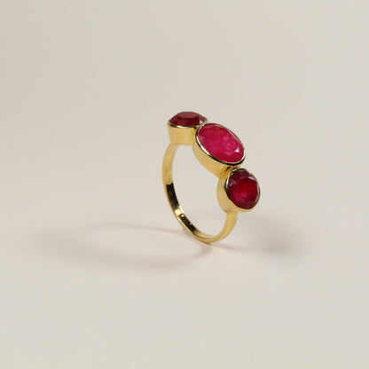 Ruby Quartz Triad Ring