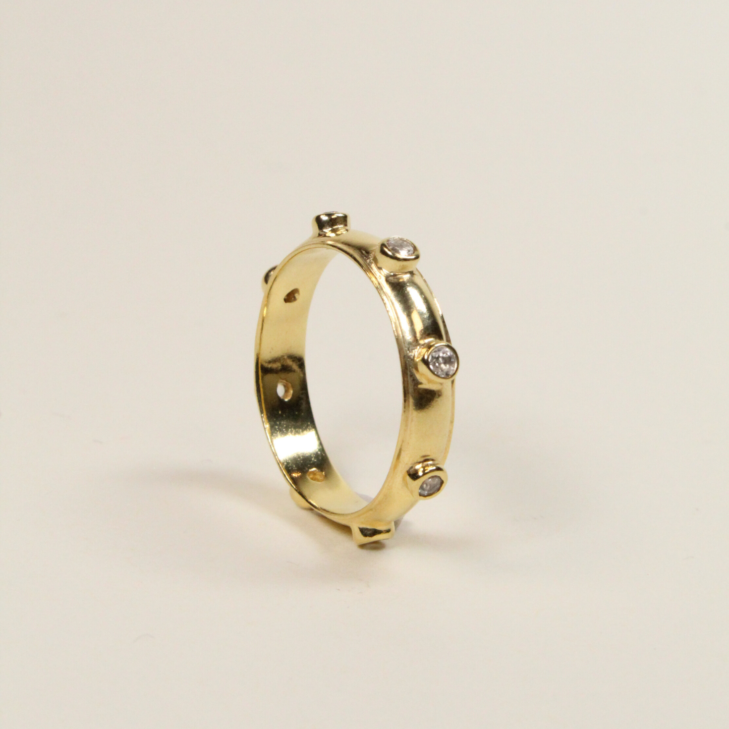 White Zirconia Gold Orbit Stacking Ring