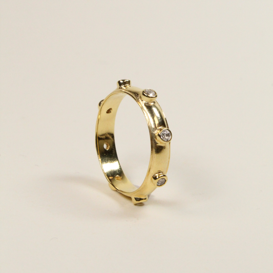 White Zirconia Gold Orbit Stacking Ring