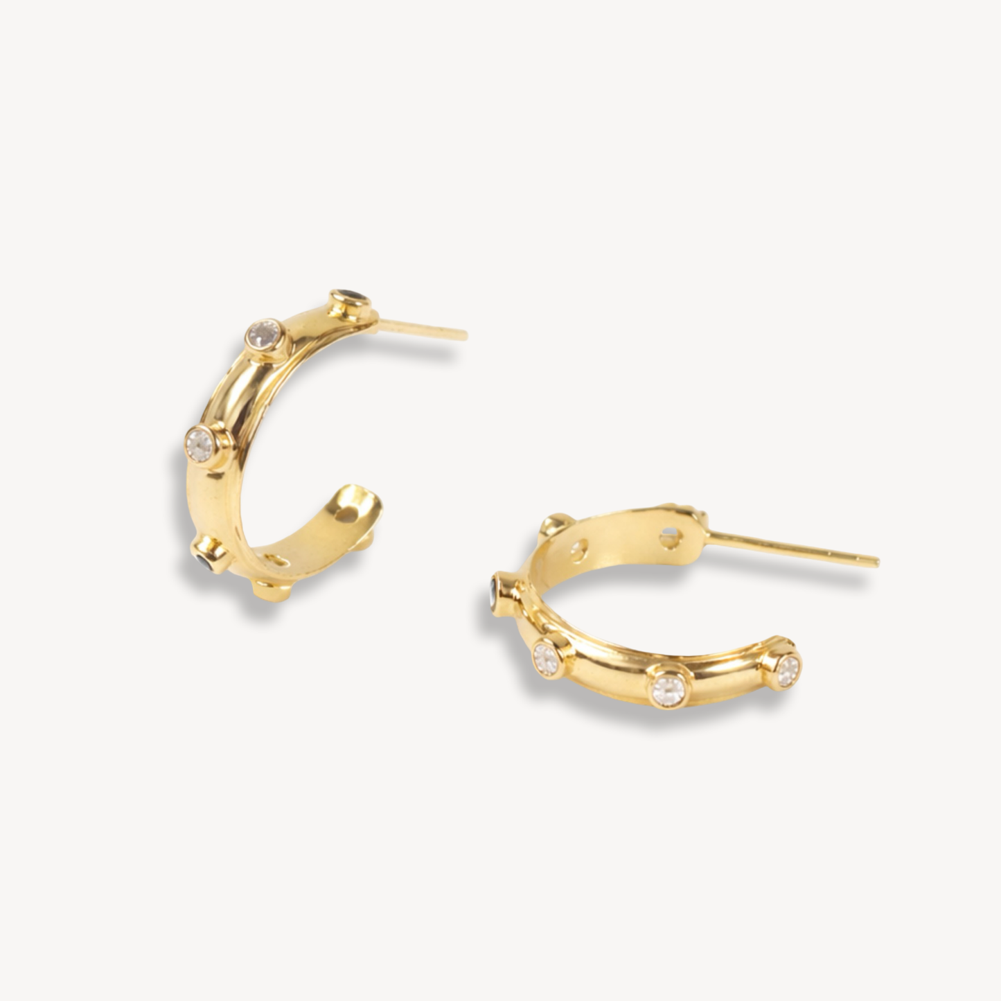 White Topaz Gold Orbit Hoops