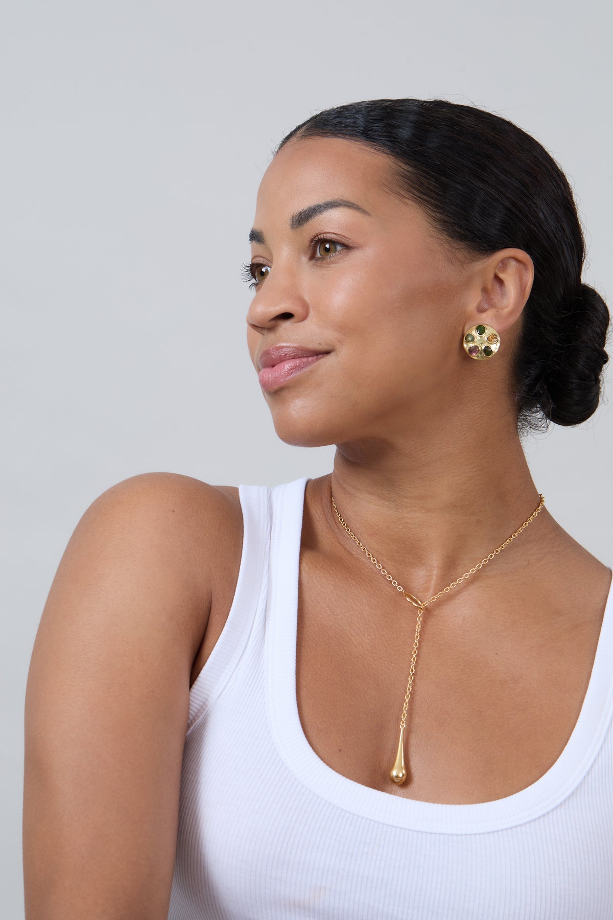 Gem Shields Large Round Earrings