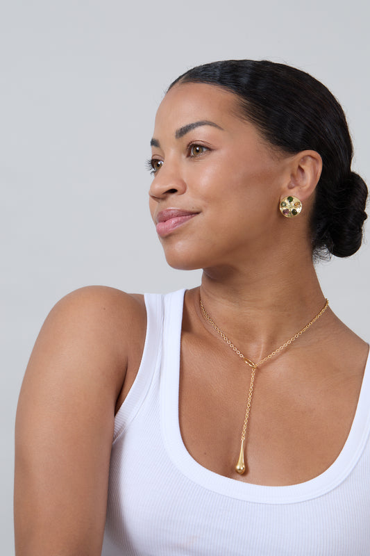 Gem Shields Large Round Earrings